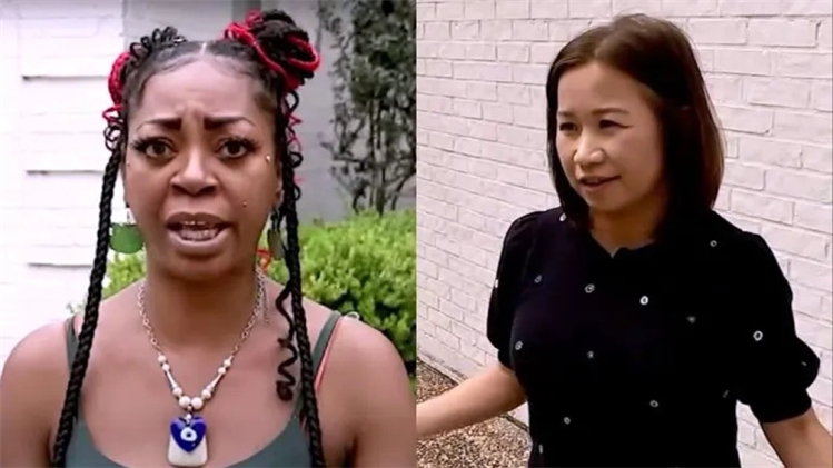 Tamisha Holmes-Bey (bên trái) cùng chồng con sống trong nhà của bà Linda Giang (bên phải). (ABC 13 Houston)